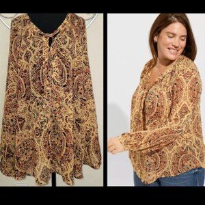 Torrid Crinkle Chiffon Raglan Tie Front Blouse 4X